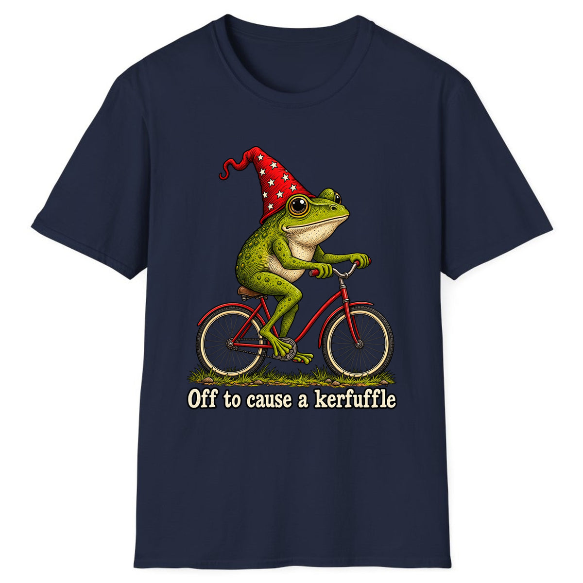 Off to Cause a Kerfuffle Frog Bike Classic Tee - Navy