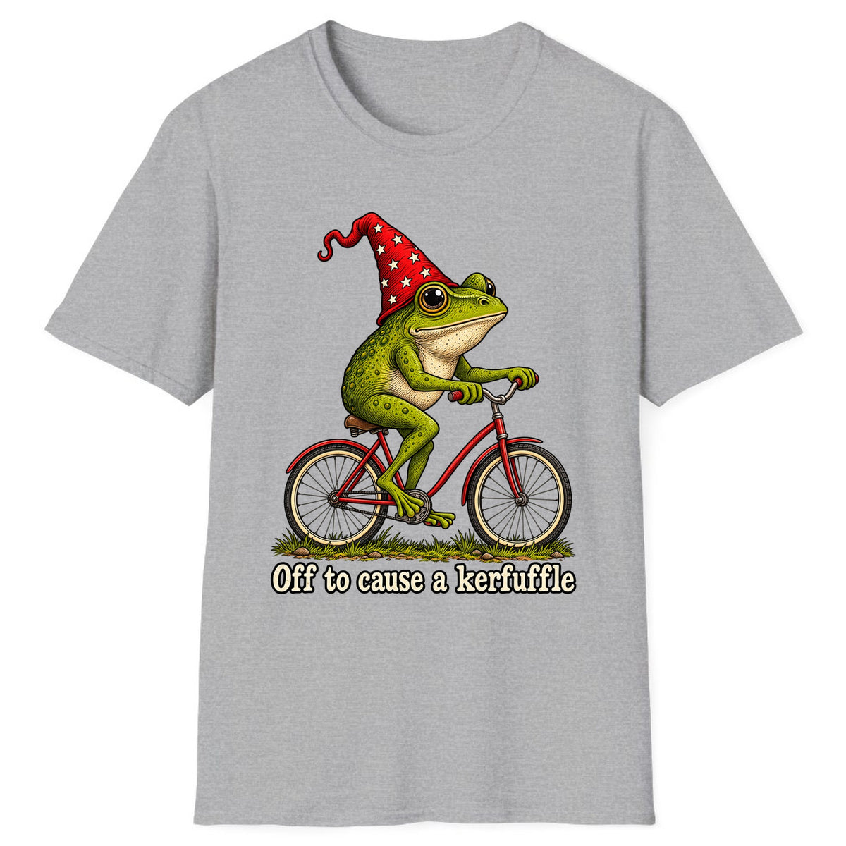 Off to Cause a Kerfuffle Frog Bike Classic Tee - Sport Grey