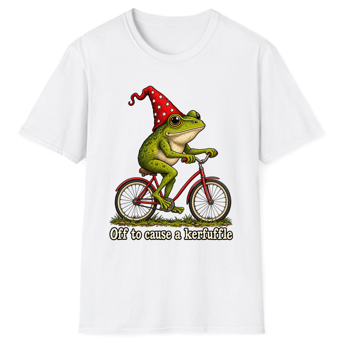 Off to Cause a Kerfuffle Frog Bike Classic Tee - White