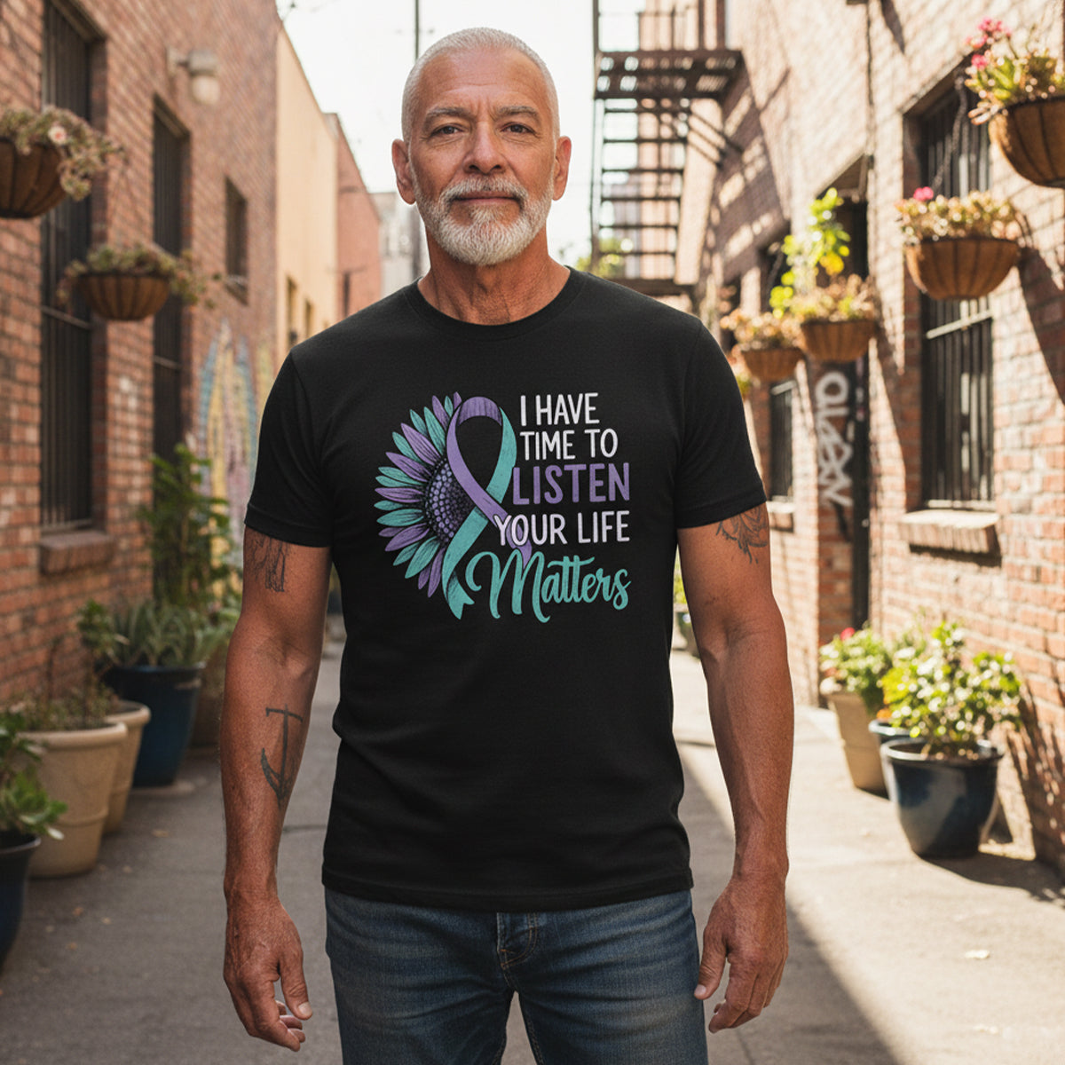 Suicide Prevention Awareness Sunflower I Have Time To Listen T-Shirt