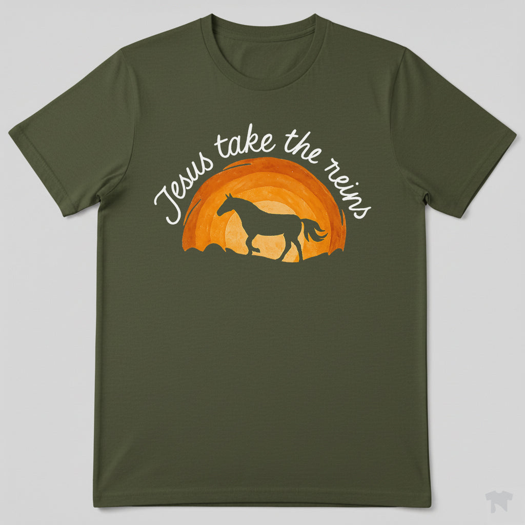 Jesus Take The Reins Christian Horse Lover Faith T-Shirt