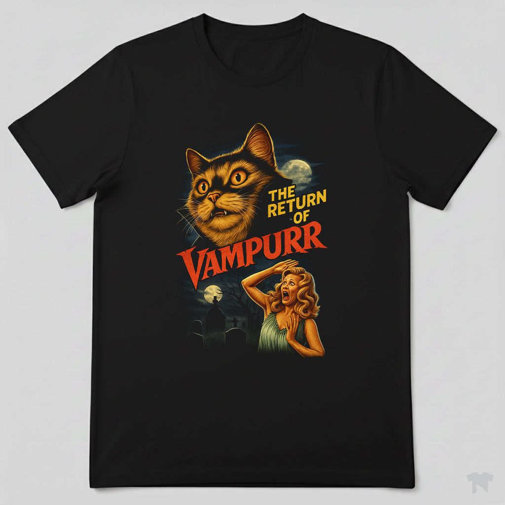 The Return Of Vampurr Funny Cat Vampire Horror Movie T-Shirt