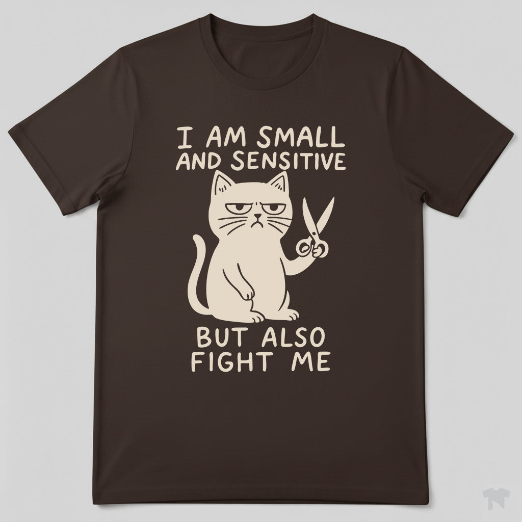 I Am Small And Sensitive But Also Fight Me Cat T-Shirt