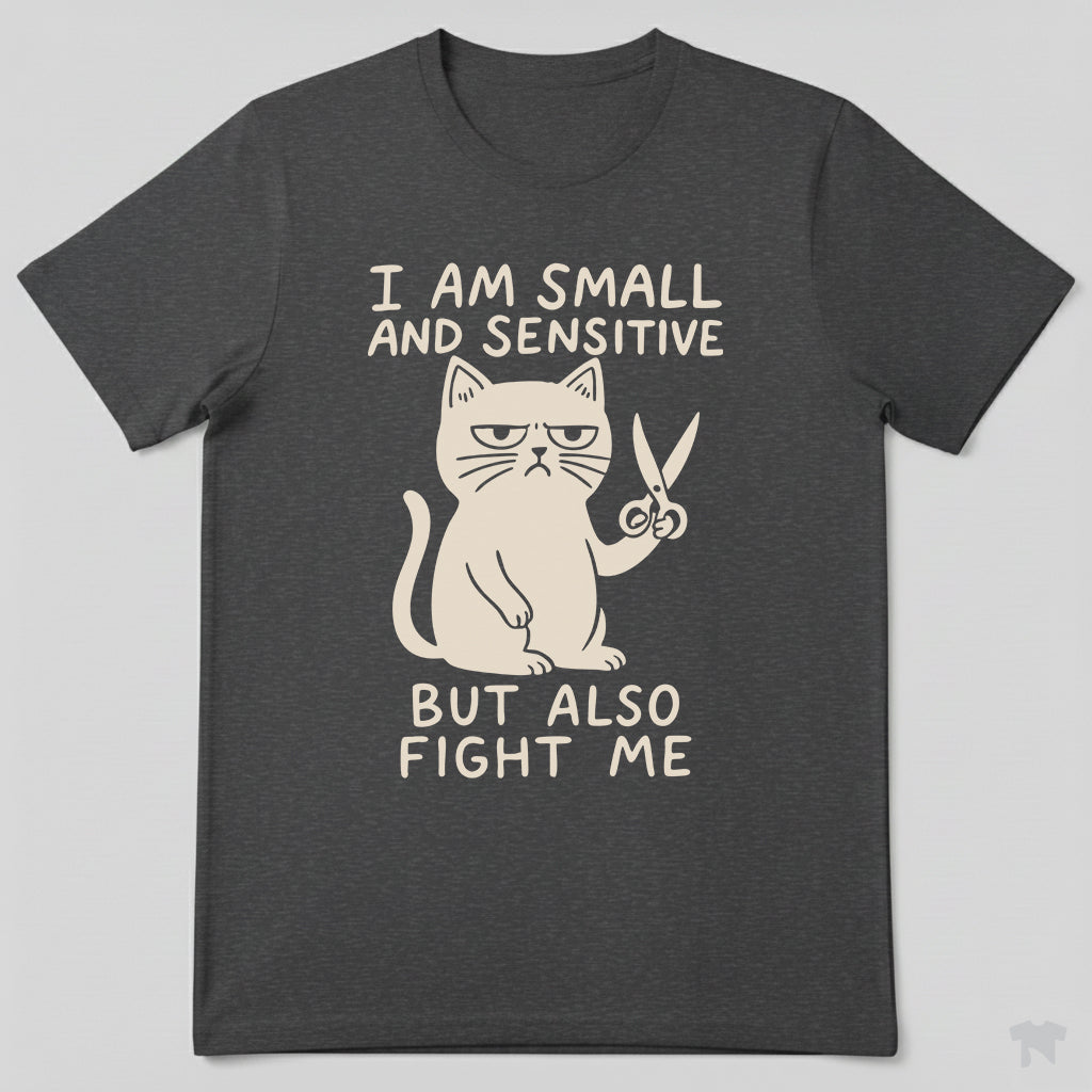 I Am Small And Sensitive But Also Fight Me Cat T-Shirt