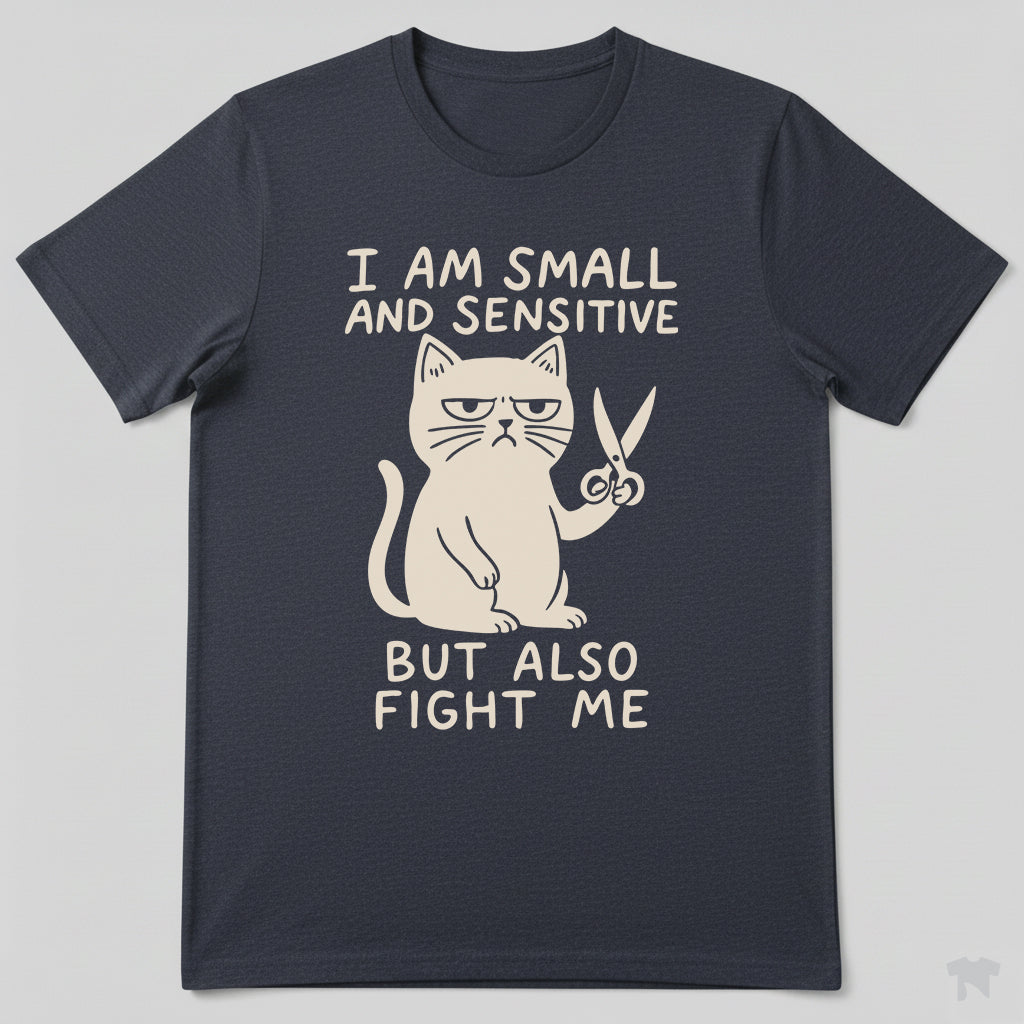 I Am Small And Sensitive But Also Fight Me Cat T-Shirt