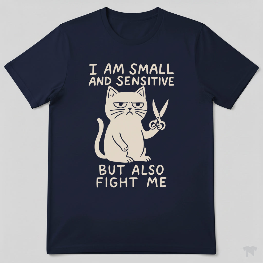 I Am Small And Sensitive But Also Fight Me Cat T-Shirt