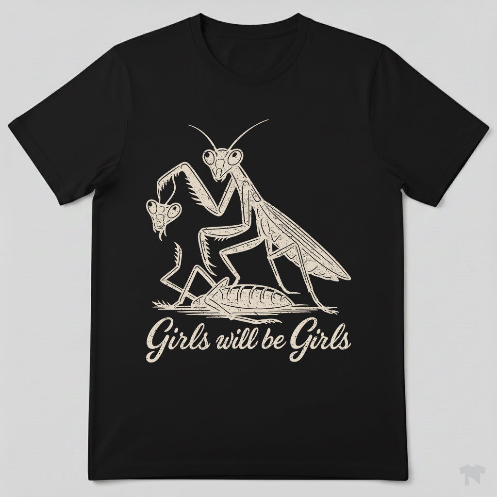 Girls Will Be Girls Praying Mantis Funny Nature T-Shirt