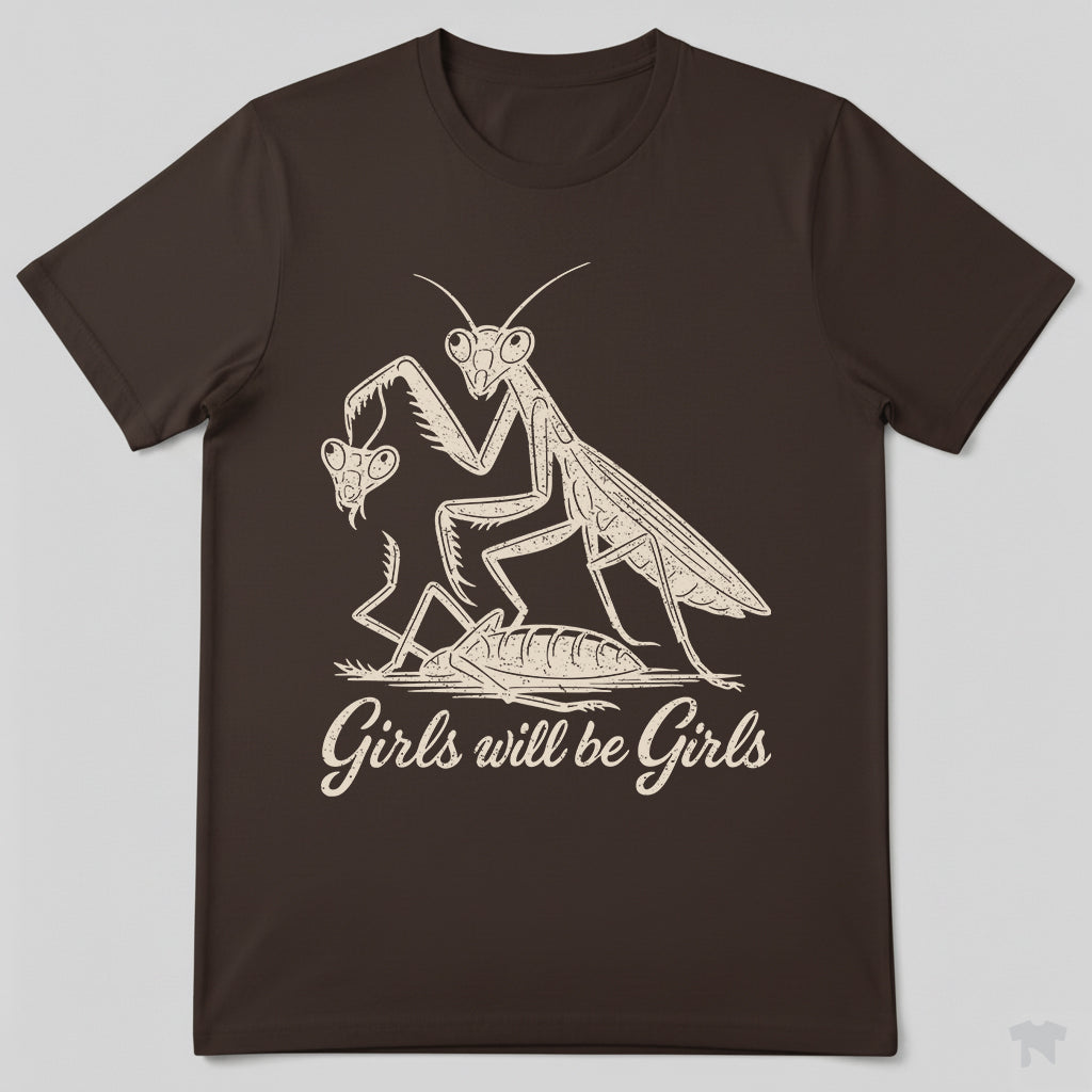 Girls Will Be Girls Praying Mantis Funny Nature T-Shirt