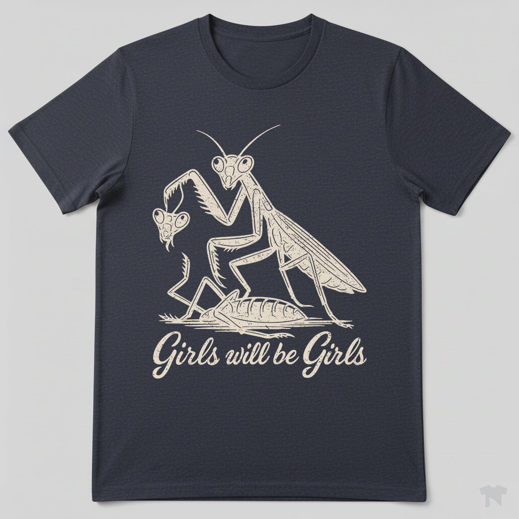 Girls Will Be Girls Praying Mantis Funny Nature T-Shirt