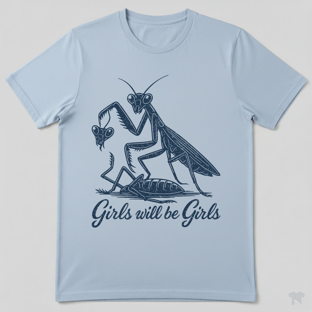 Girls Will Be Girls Praying Mantis Funny Nature T-Shirt