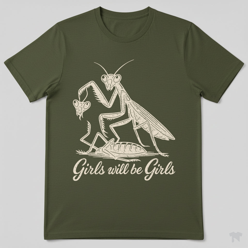 Girls Will Be Girls Praying Mantis Funny Nature T-Shirt