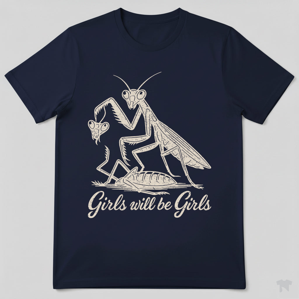 Girls Will Be Girls Praying Mantis Funny Nature T-Shirt