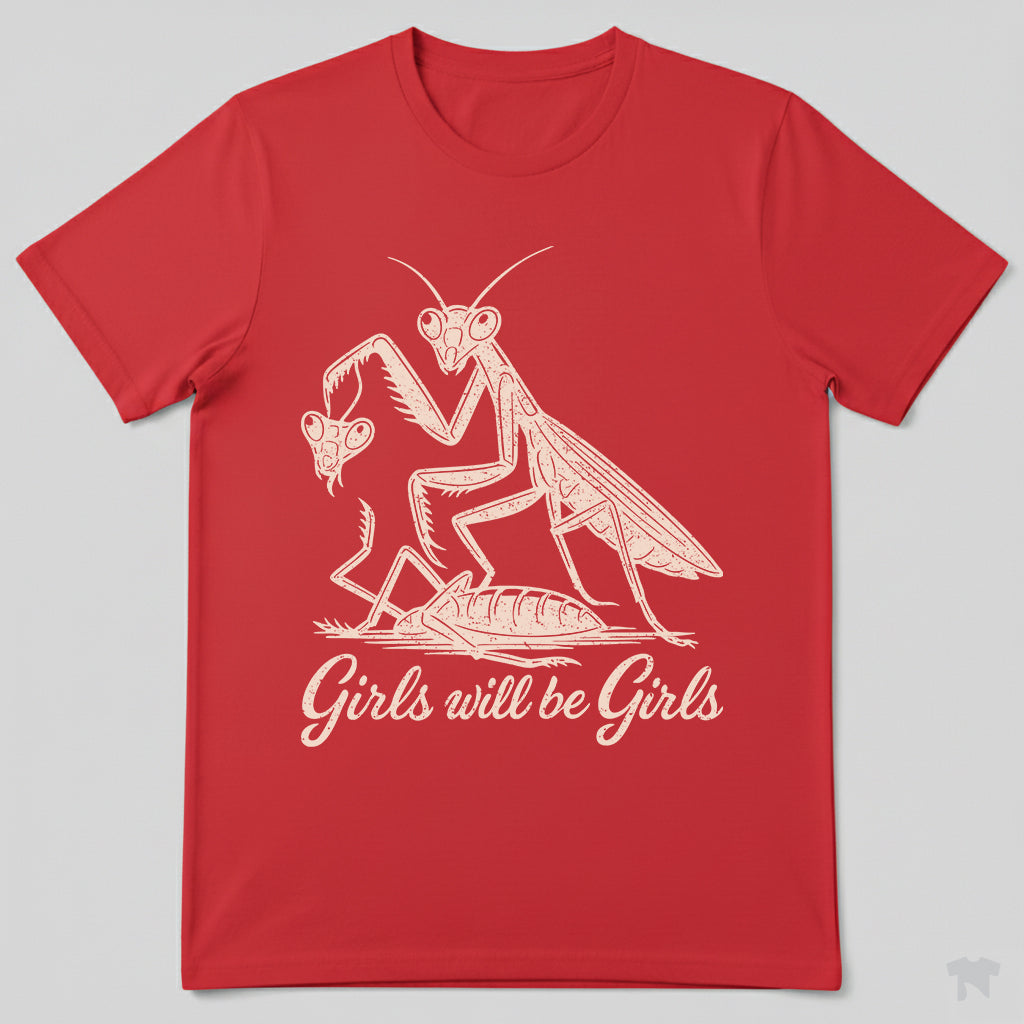 Girls Will Be Girls Praying Mantis Funny Nature T-Shirt