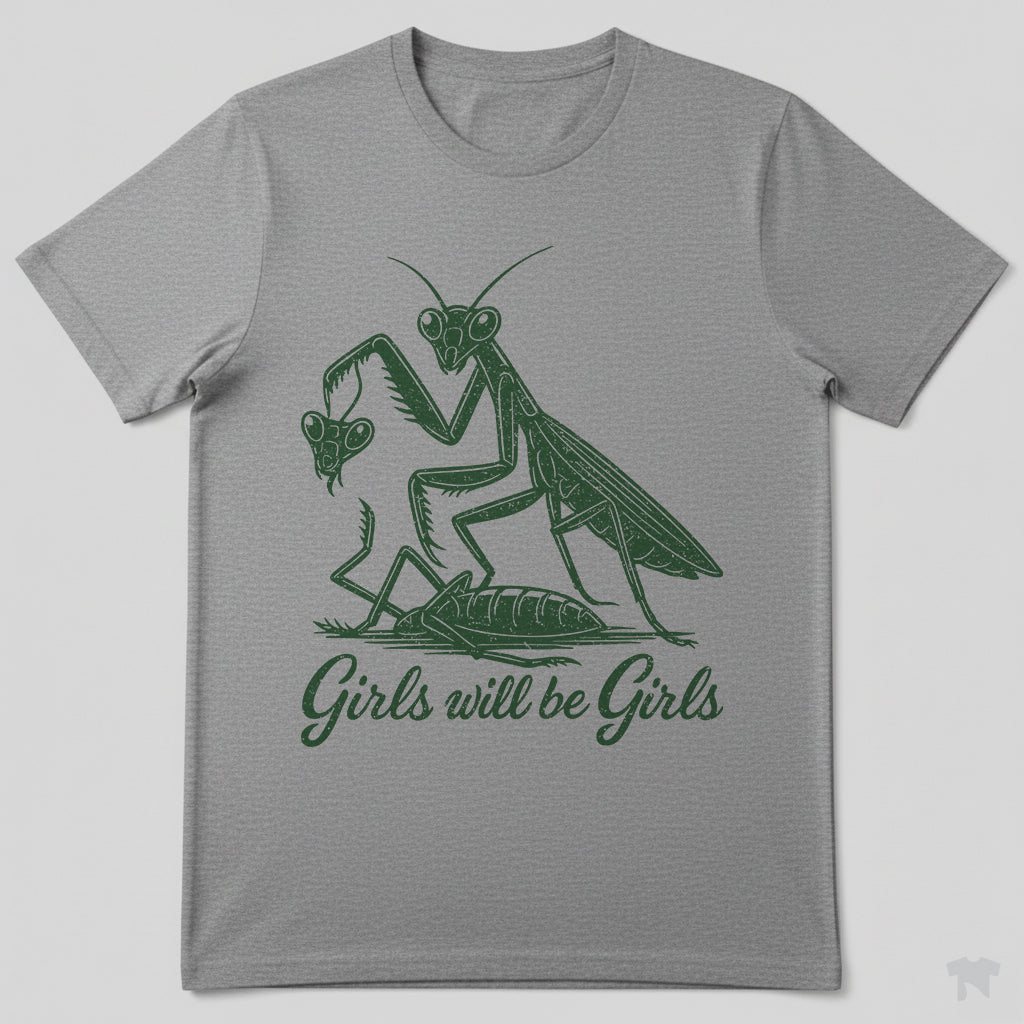 Girls Will Be Girls Praying Mantis Funny Nature T-Shirt