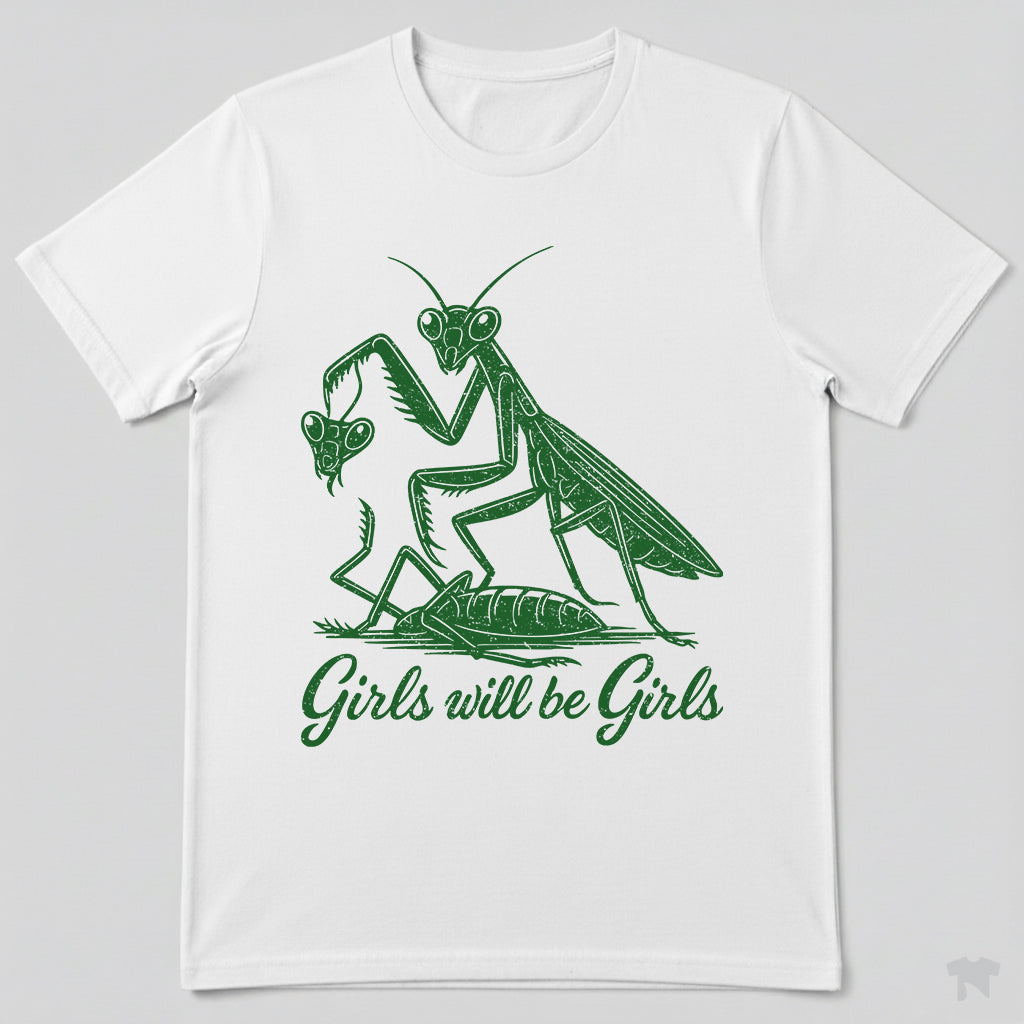 Girls Will Be Girls Praying Mantis Funny Nature T-Shirt