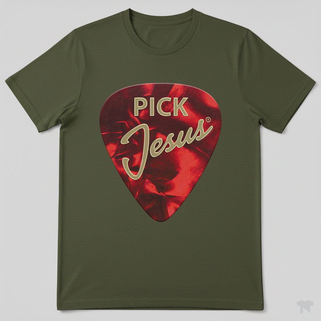 Pick Jesus Guitar Pick Christian Musician T-Shirt