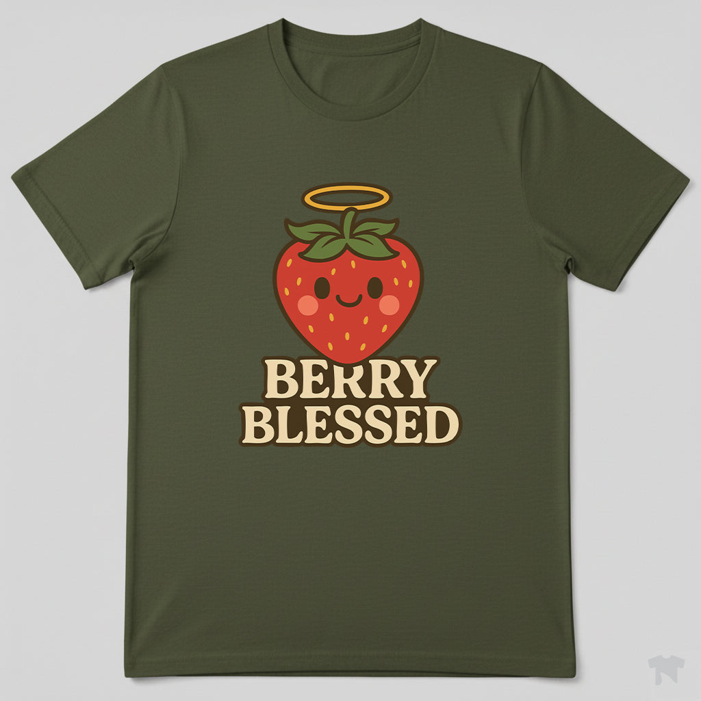 Berry Blessed Angel Strawberry Cute Christian T-Shirt