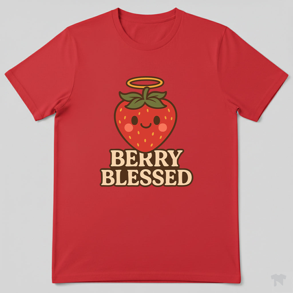 Berry Blessed Angel Strawberry Cute Christian T-Shirt