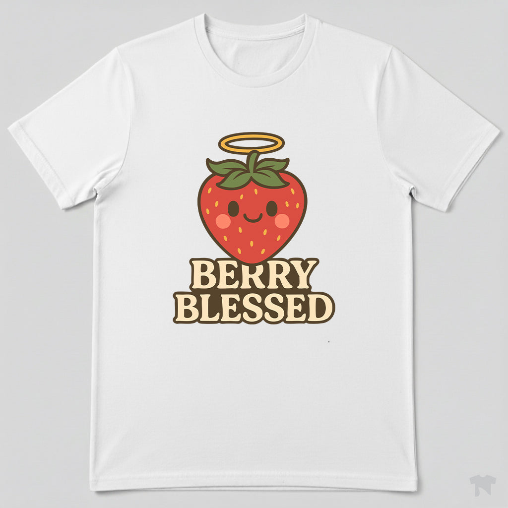 Berry Blessed Angel Strawberry Cute Christian T-Shirt