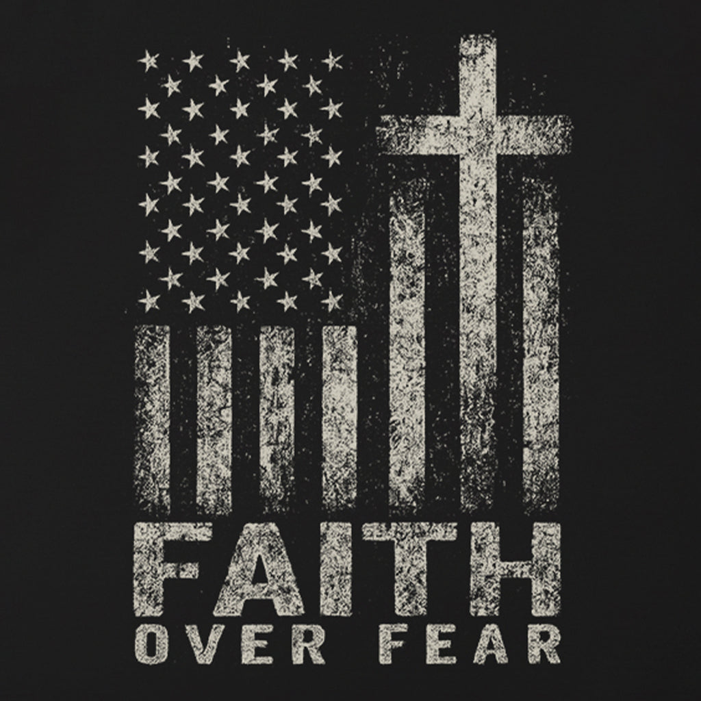Faith Over Fear American Flag Cross Christian Patriotic T-Shirt