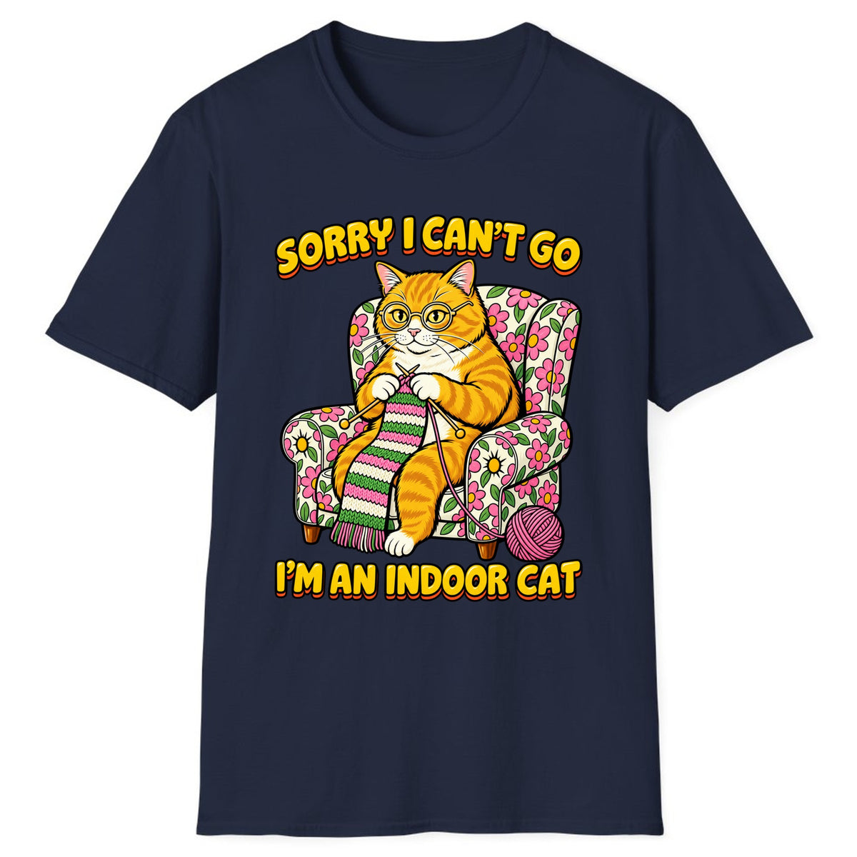 Sorry I Can't Go I'm An Indoor Cat Classic Tee - Navy