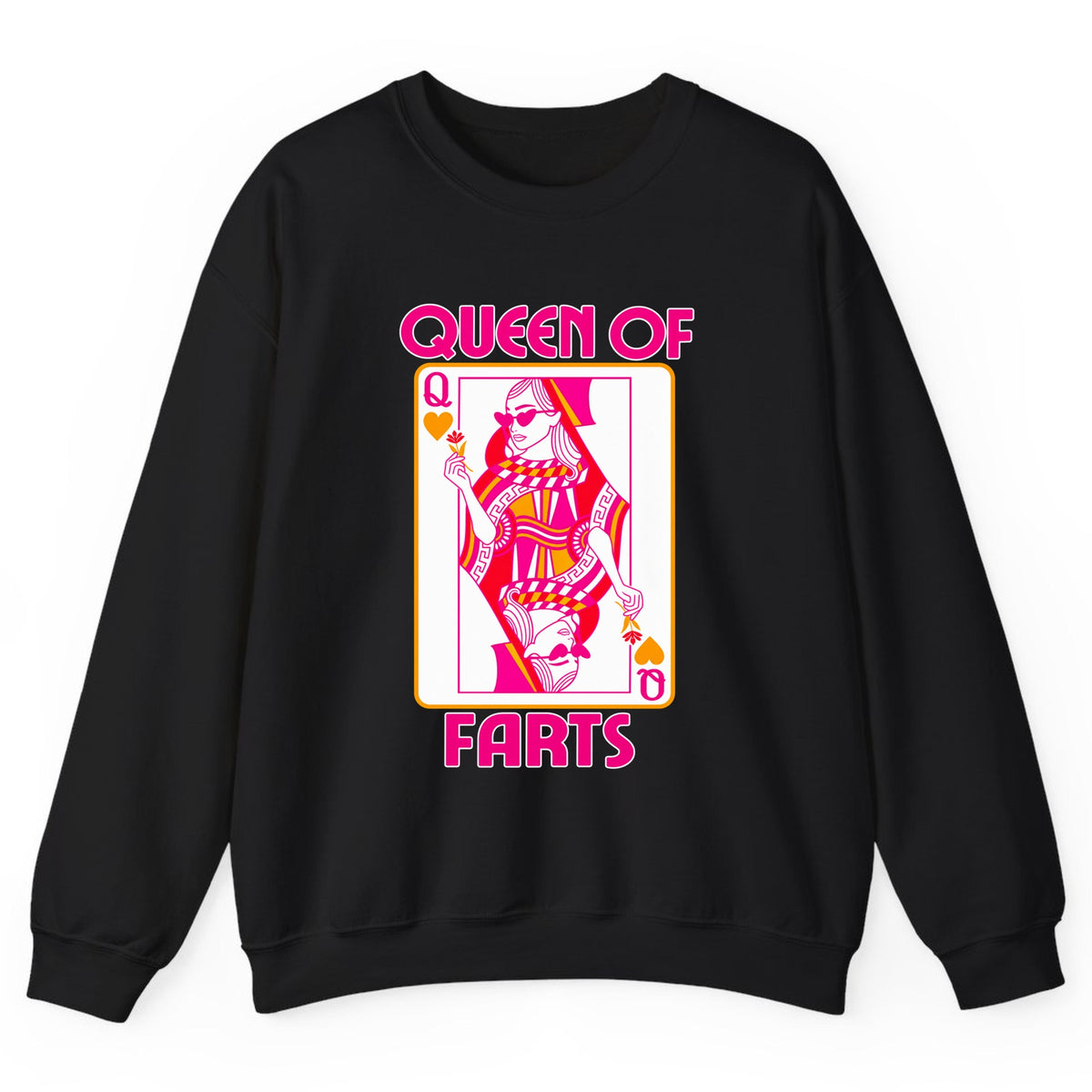 Queen Of Farts Playing Card Crewneck Sweatshirt - Black