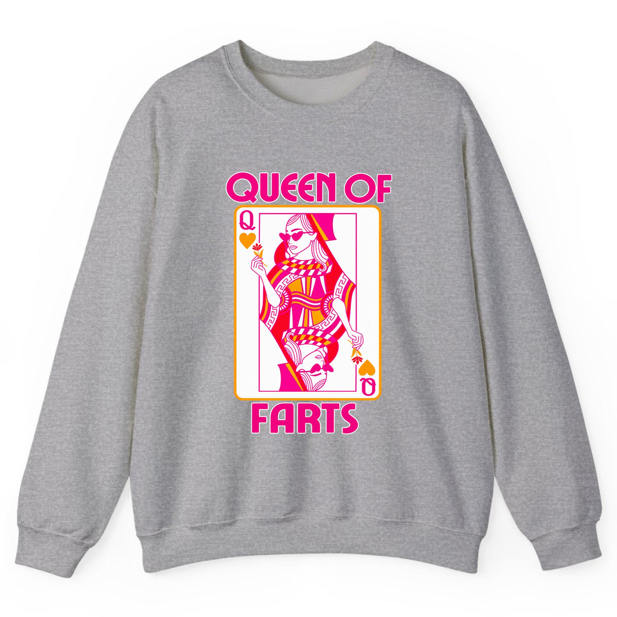 Queen Of Farts Playing Card Crewneck Sweatshirt - Sport Grey