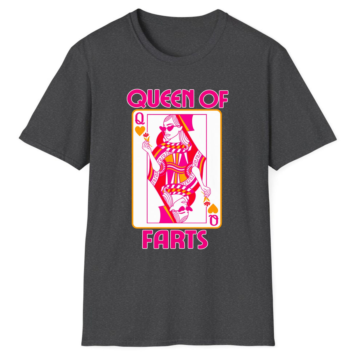 Queen Of Farts Playing Card Classic Tee - Dark Heather