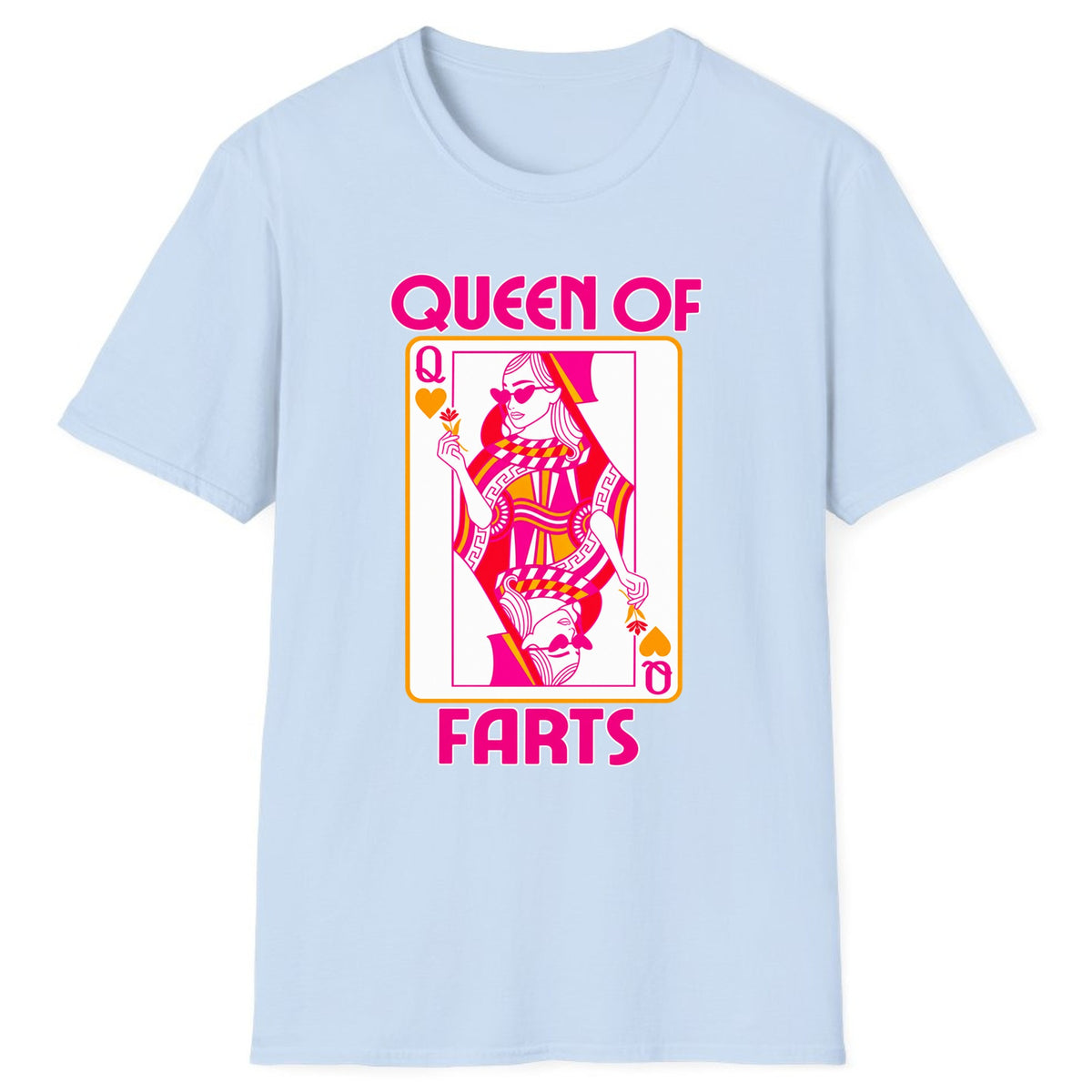 Queen Of Farts Playing Card Classic Tee - Light Blue