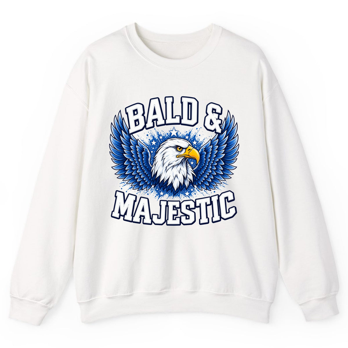 Bald & Majestic Eagle Crewneck Sweatshirt - White