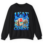 I Eat Cement Cat Meme Crewneck Sweatshirt - Black