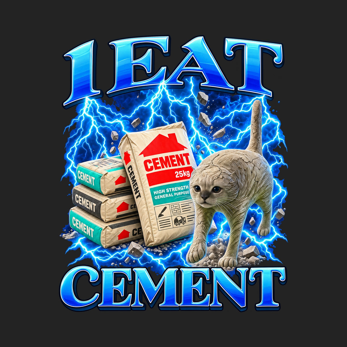 I Eat Cement Cat Meme