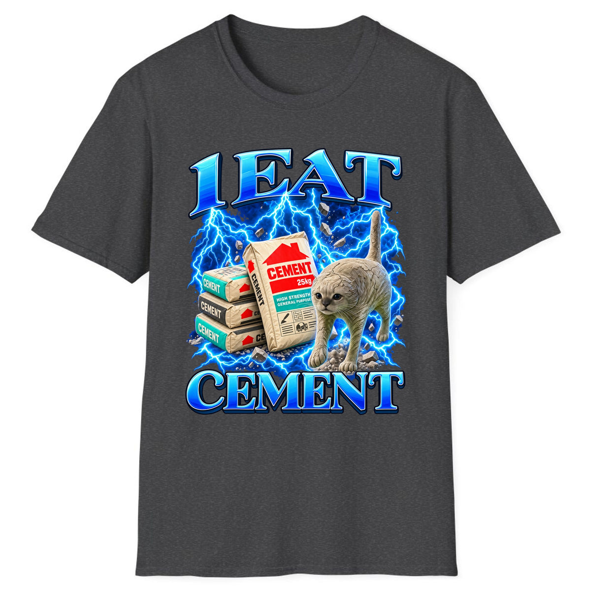 I Eat Cement Cat Meme Classic Tee - Dark Heather