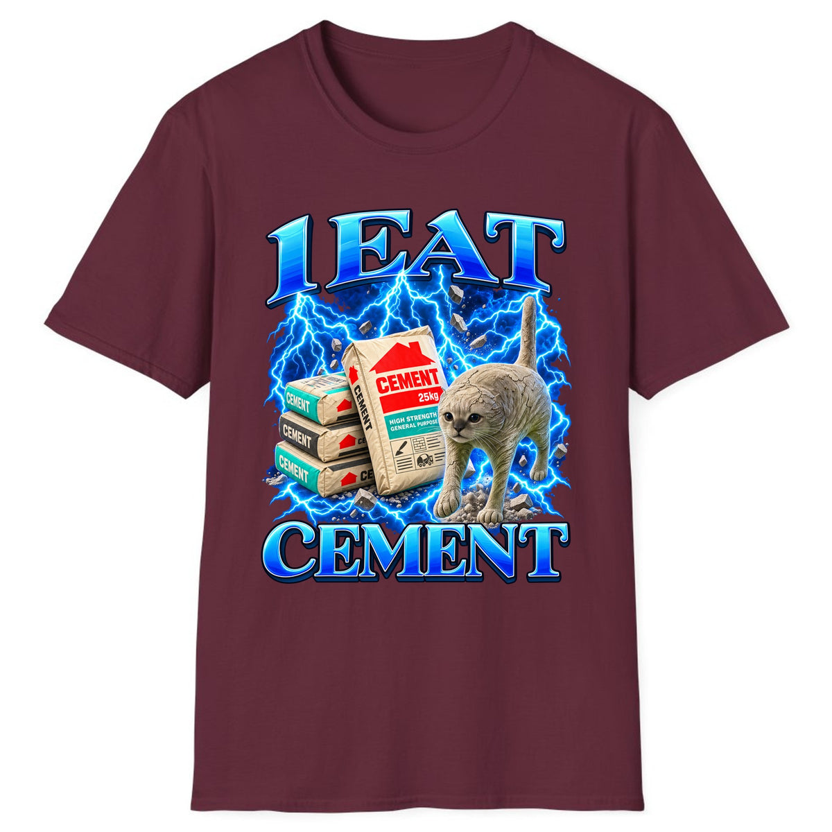 I Eat Cement Cat Meme Classic Tee - Maroon