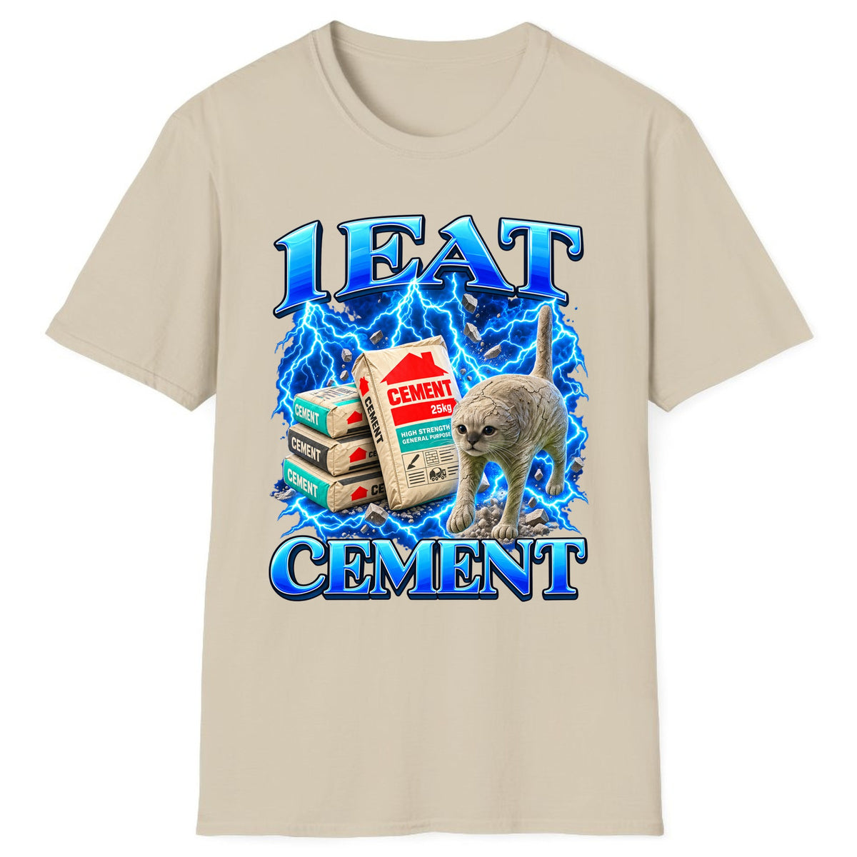 I Eat Cement Cat Meme Classic Tee - Sand