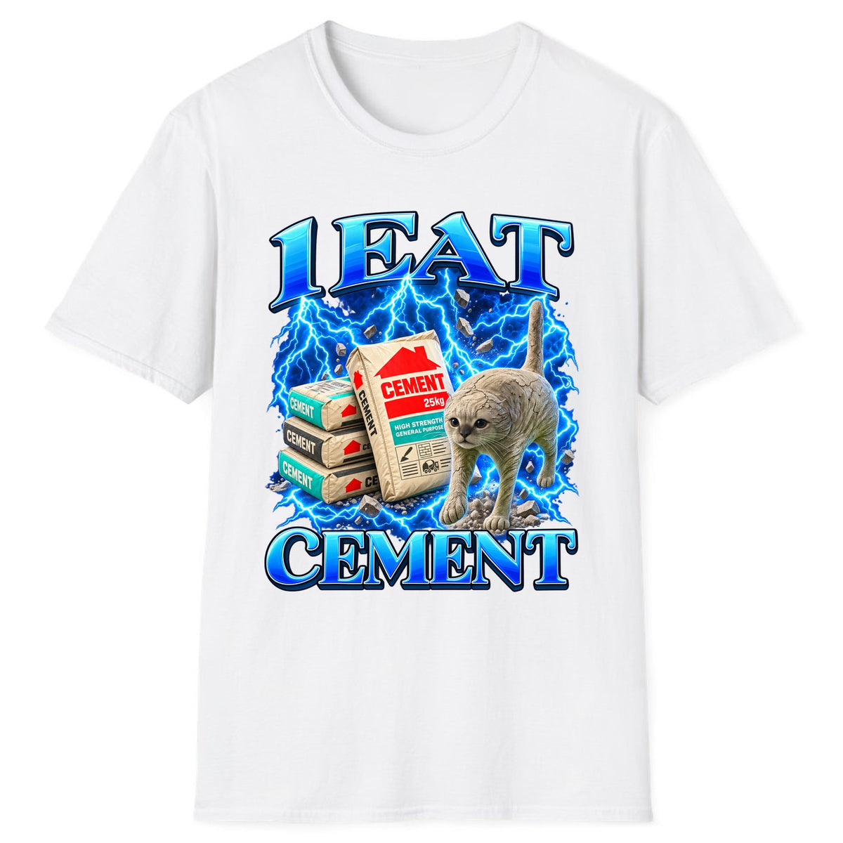 I Eat Cement Cat Meme Classic Tee - White