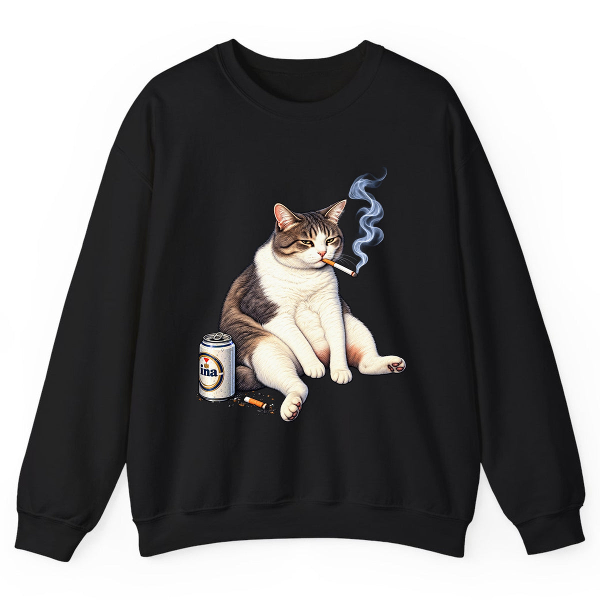 Bad Decisions Cat Crewneck Sweatshirt - Black