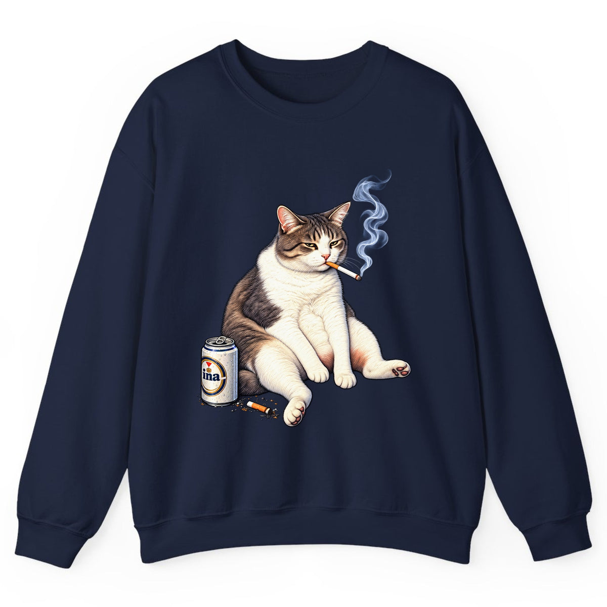 Bad Decisions Cat Crewneck Sweatshirt - Navy