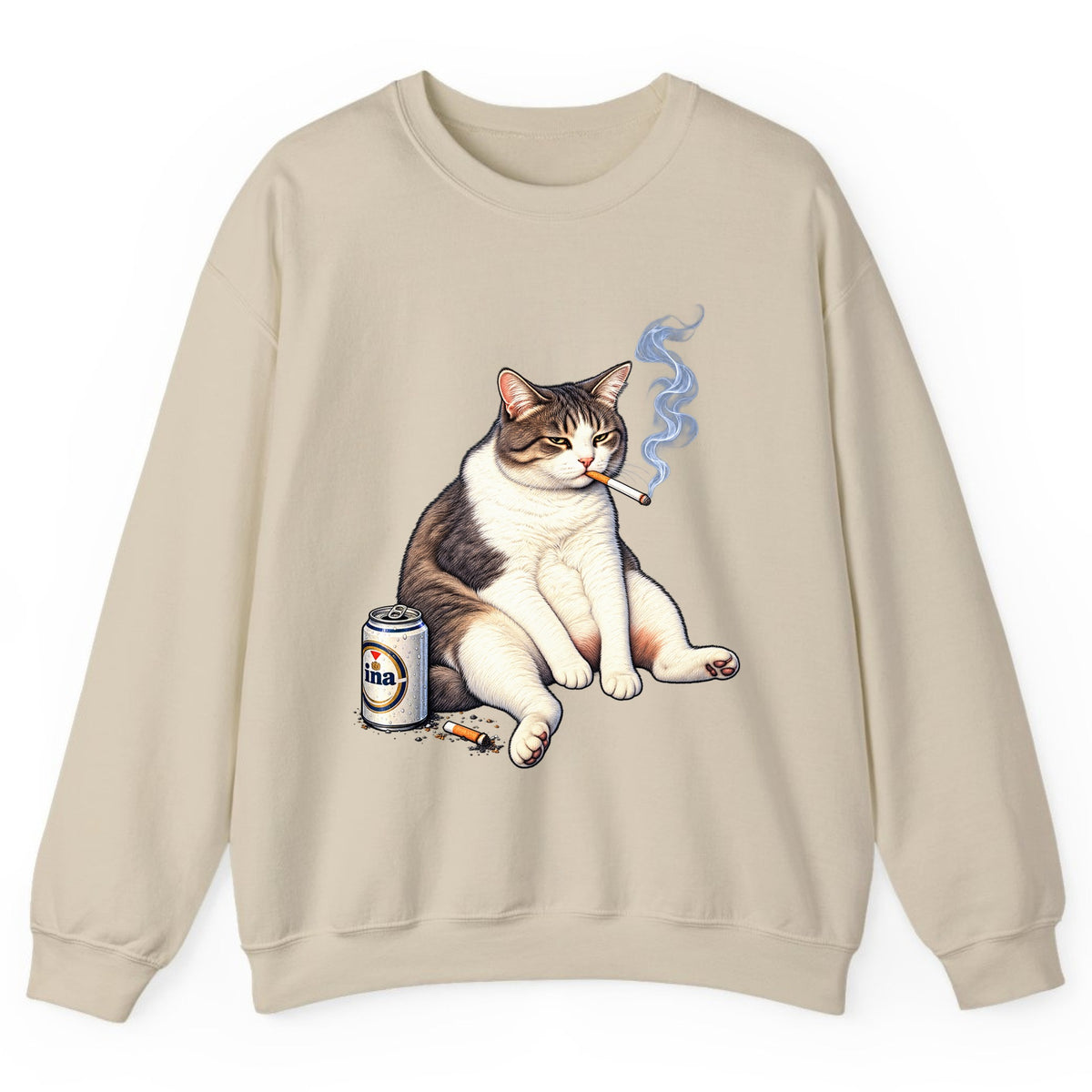 Bad Decisions Cat Crewneck Sweatshirt - Sand