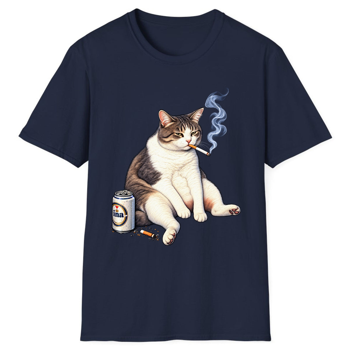 Bad Decisions Cat Classic Tee - Navy