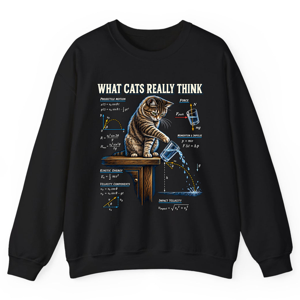 What Cats Really Think Physics Crewneck Sweatshirt - Black