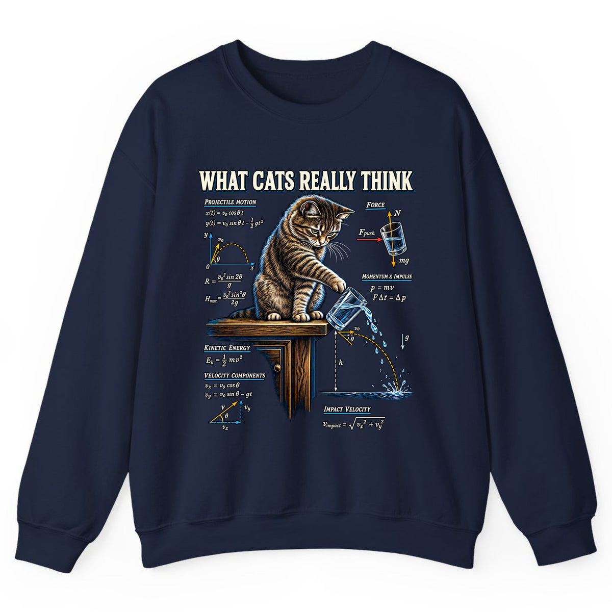 What Cats Really Think Physics Crewneck Sweatshirt - Navy