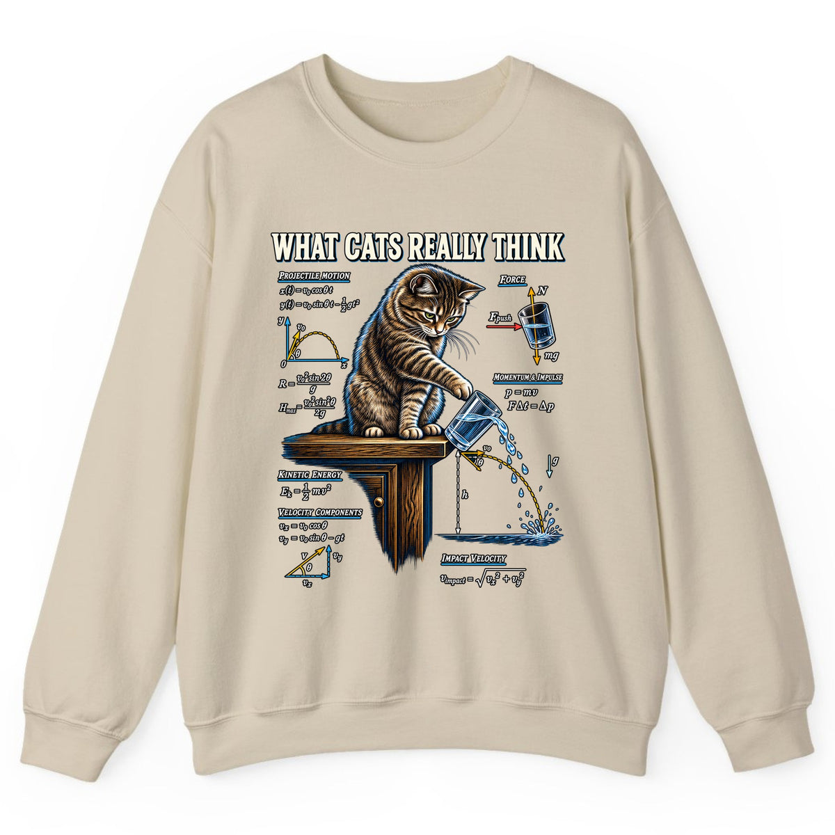 What Cats Really Think Physics Crewneck Sweatshirt - Sand