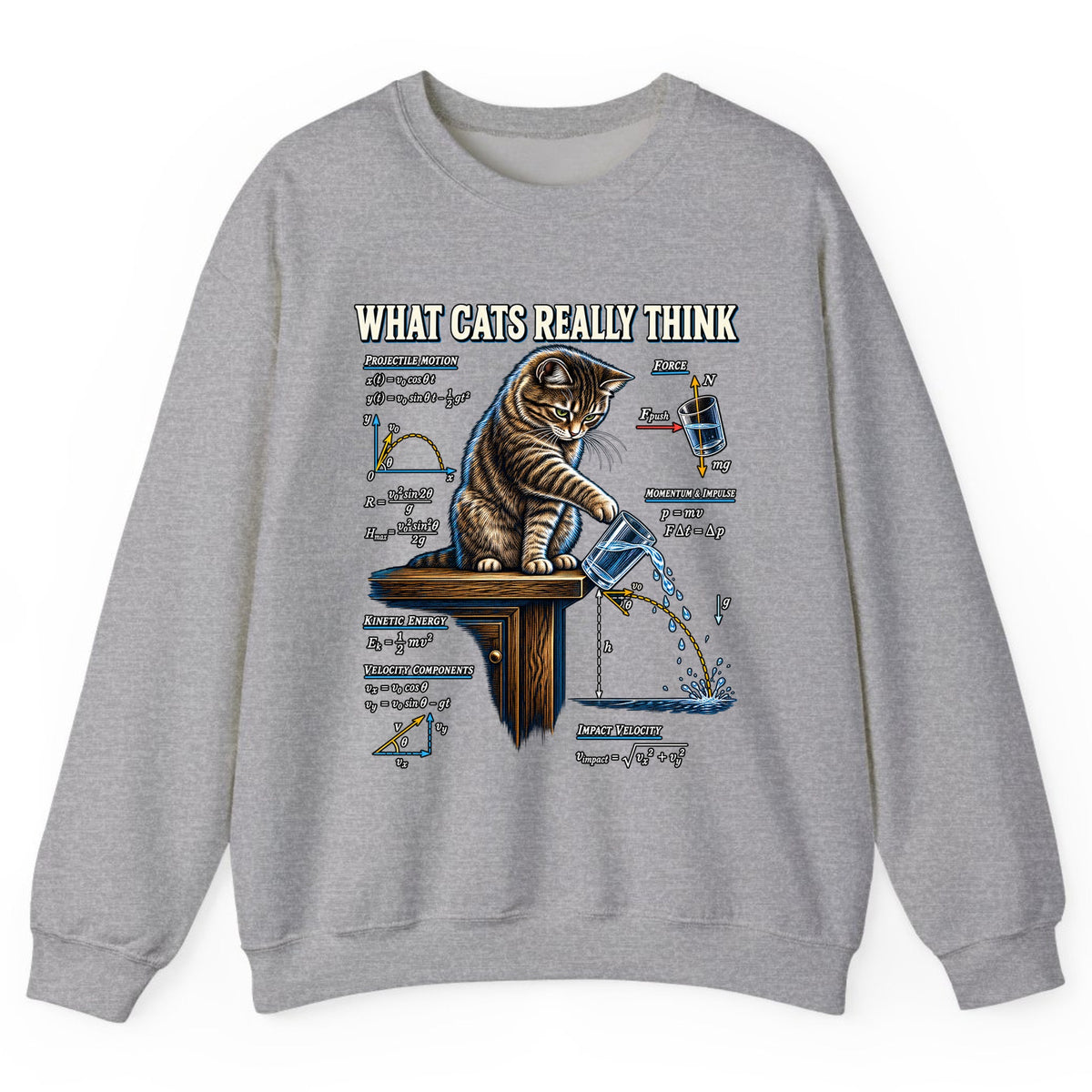 What Cats Really Think Physics Crewneck Sweatshirt - Sport Grey
