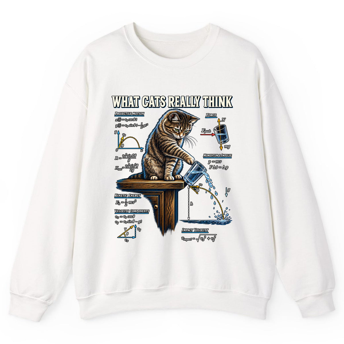 What Cats Really Think Physics Crewneck Sweatshirt - White