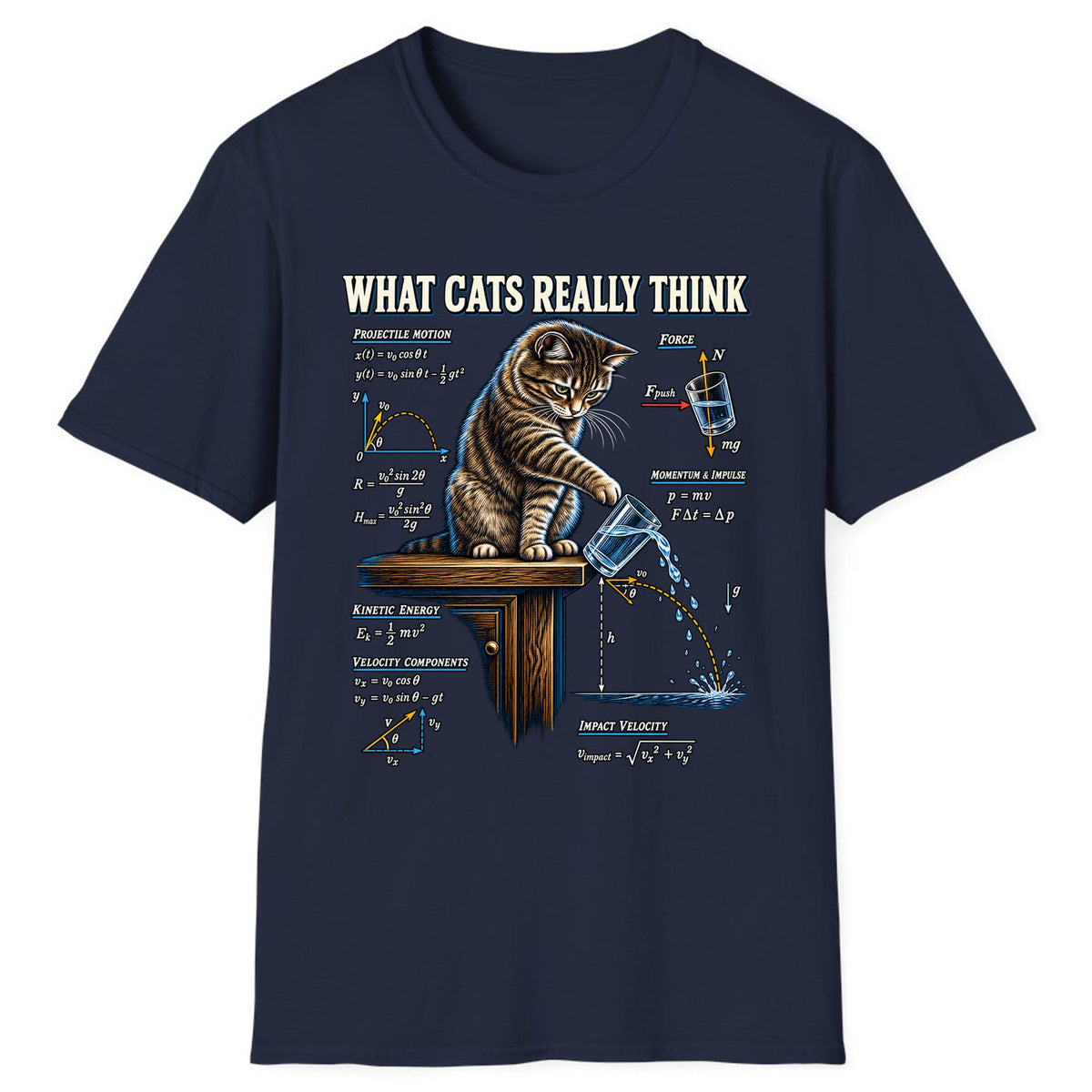 What Cats Really Think Physics Classic Tee - Navy